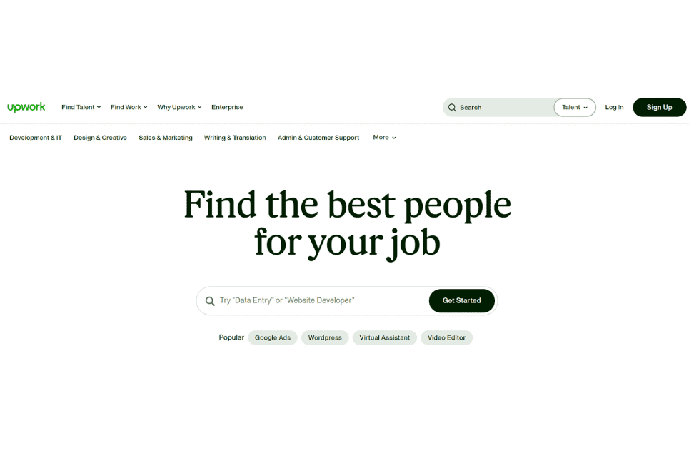 Upwork- Sites for Beginner Freelance Writing Jobs